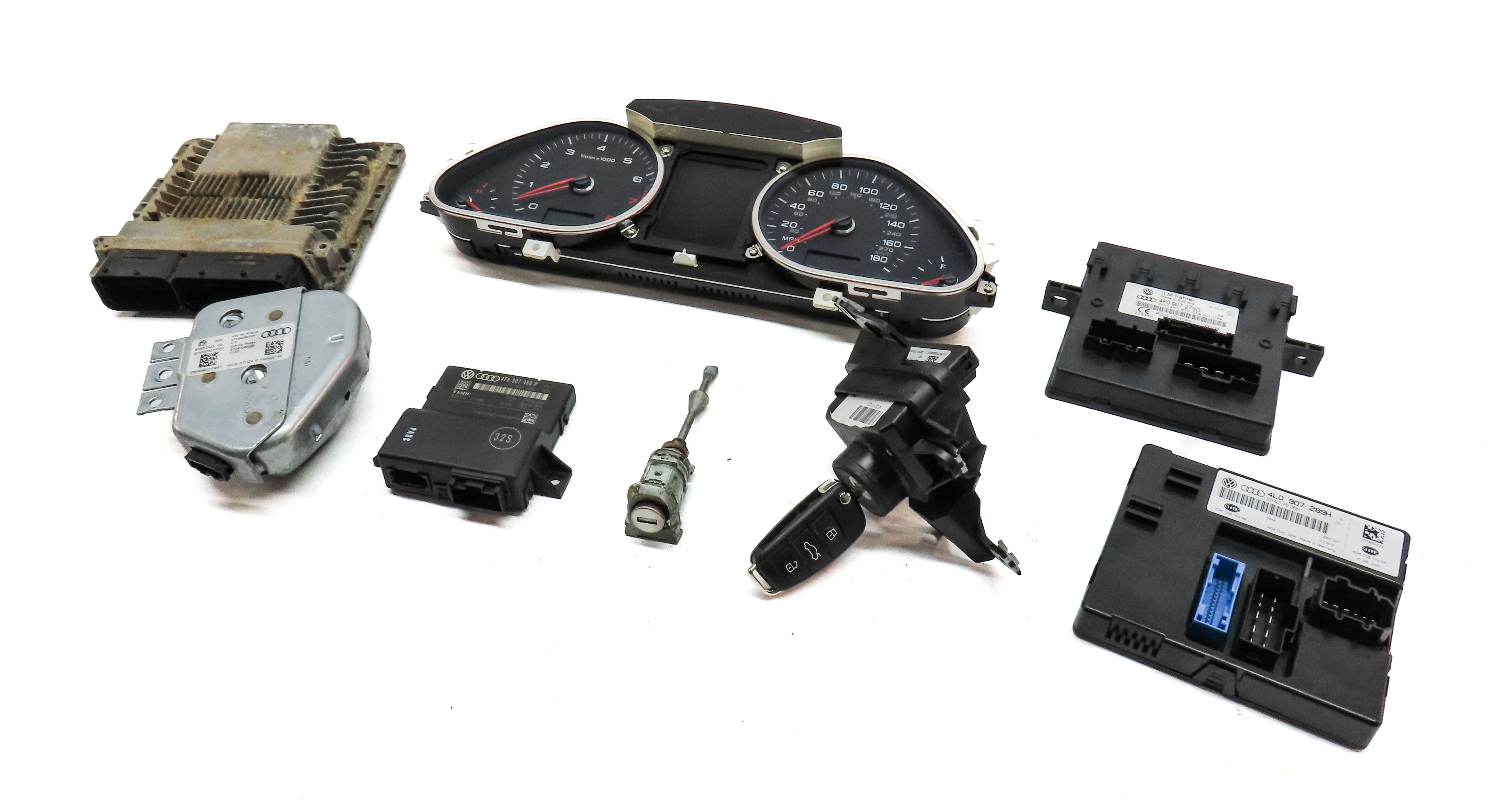 2011 AUDI Q7 (4L) 3.0L CJWB SUPER ENGINE ECM BCM IMMOBILIZER MODULE KEY SET — exact item pictured